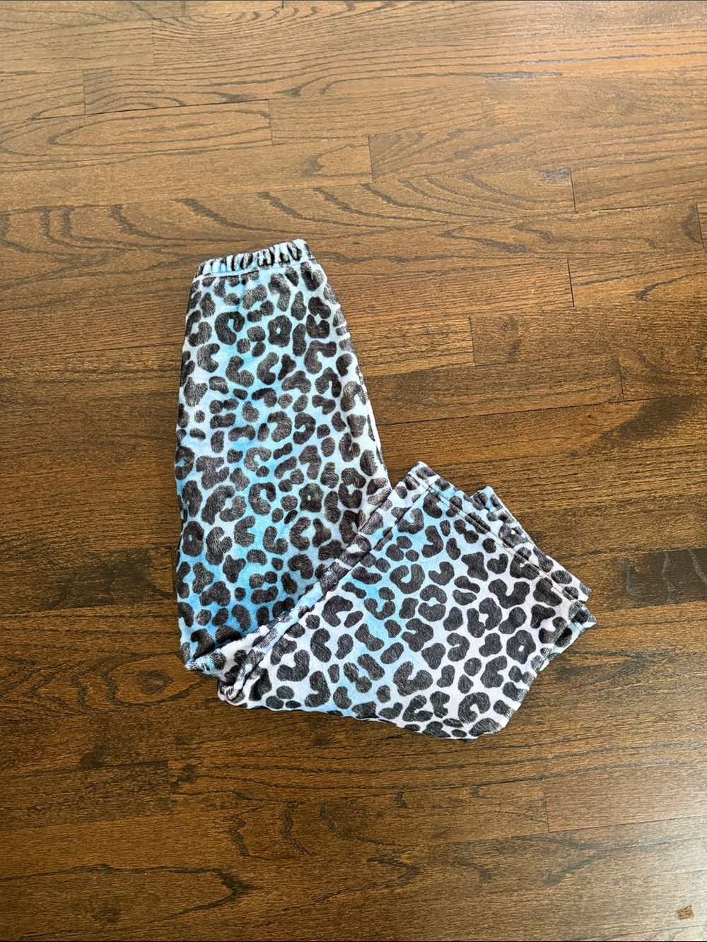 Heartbreaker Girls Blue & Black Leopard Print Plush Lounge Pants Size 10/12